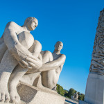 Satatues Vigeland OSLO, NORWAY - AUGUST 27: Statues in Vigeland park in Oslo, Norway on August 27, 2012.The park covers 80 acres and features 212 bronze and granite sculptures created by Gustav Vigeland.