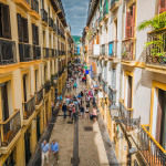 Narrow Street Full of People of San Sebastian Old Town, Spain