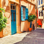 Beautiful cozy street in Chania, Crete island, Greece.