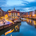 night scene of bilbao old town, Spain